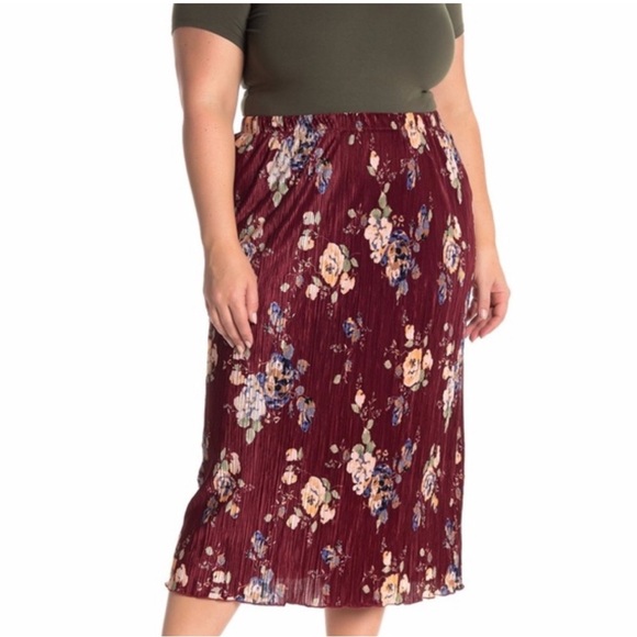 Everleigh Floral Pleated Midi Skirt - Picture 1 of 4